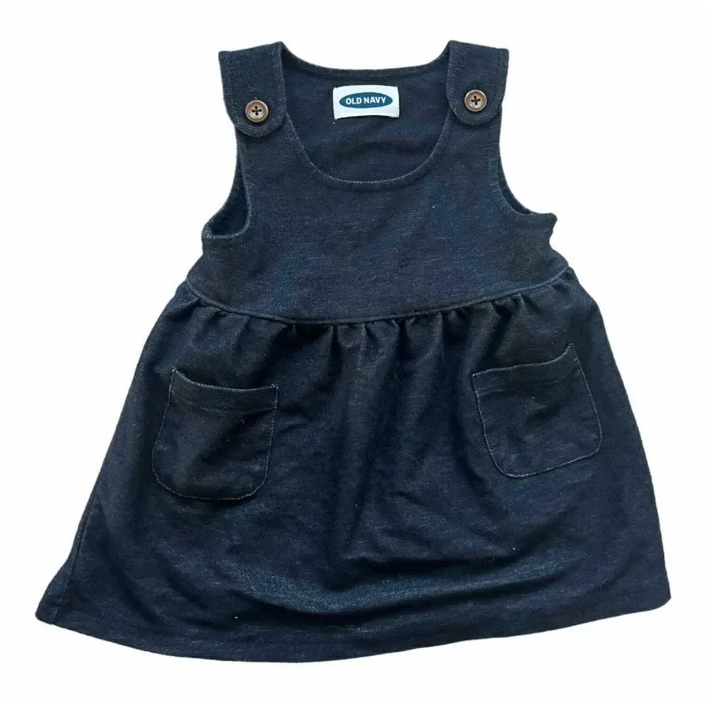 Baby Girls Old Navy Denim Chambray Jumper Pinafore Dress - Sz 3-6 m